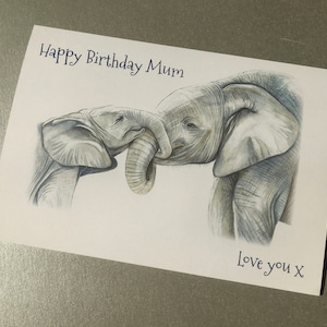 Happy Birthday Mum A5 Greetings Card, Elephant Birthday Card, Unique Birthday Card for Mom image 3