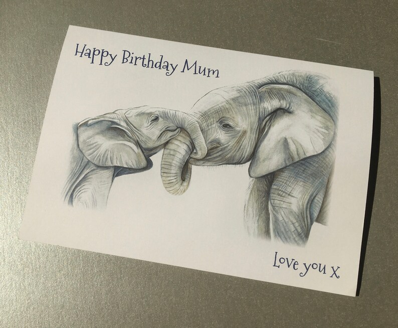 Happy Birthday Mum A5 Greetings Card, Elephant Birthday Card, Unique Birthday Card for Mom image 3