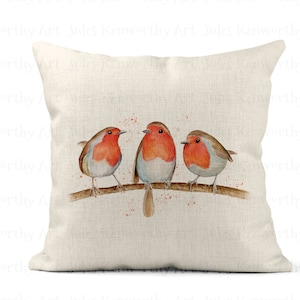 3 cojines de lino de Robin, regalo de Robin, 40 x 40, cojín de lino con relleno interior, almohada de Robin, lindo cojín de Robin