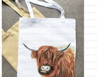 Highland Cow Tote Bag, Personalised Highland Coo Tote Bag,  Soft Tote Bag, Highland Cow Shopping Bag, Unique Highland Cow Gift