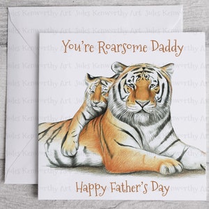 Biglietto personalizzato per la festa del papà della tigre, biglietto d'auguri tigre, biglietto tigre per papà, biglietto tigre, biglietto illustrato tigre, biglietto tigre acquerello
