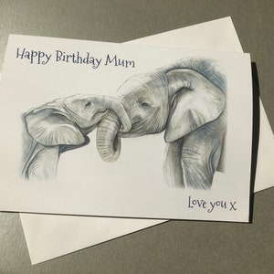 Happy Birthday Mum A5 Greetings Card, Elephant Birthday Card, Unique Birthday Card for Mom image 1