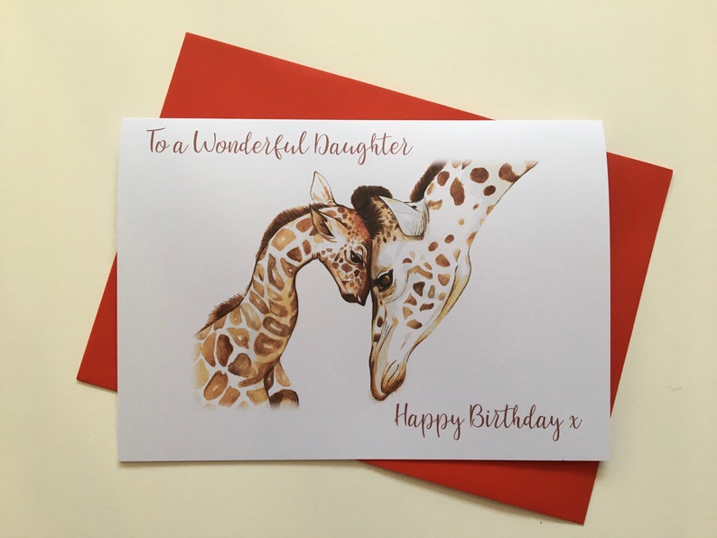 Personalised Happy Birthday Daughter A5 Greetings Card, Giraffe Birthday Card, Birthday Card for Daughter, To a wonderful Daughter Card image 3