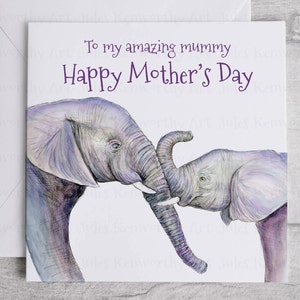 Cartão de dia das mães de elefante personalizado, cartão de dia das mães fofo, cartão de dia das mães personalizado, cartão de dia das mães de elefante, presente de elefante