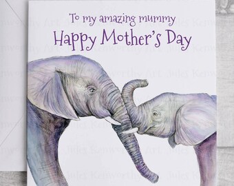 Personalised Elephant Mother's Day Card, Cute Mother's Day Card, Personalised Mother's Day card, Elephant Mother's Day Card, Elephant Gift