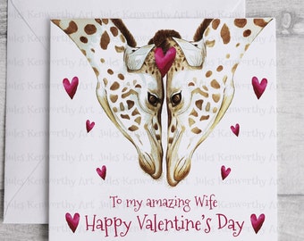 Cute Giraffe Valentines Card for Wife, Amazing Wife Valentines Card, Giraffe Valentine card, Personalised Valentines Card for Wife