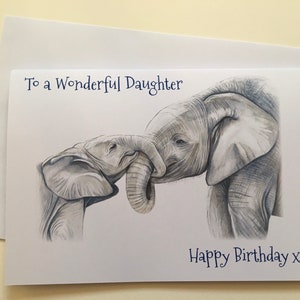 Personalised Happy Birthday Daughter A5 Greetings Card, Elephant Birthday Card for Daughter, Unique Birthday Card for Daughter