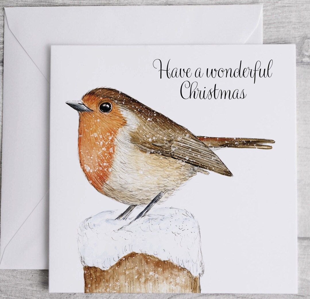 Personalised Christmas Red Robin Card, Square Robin Christmas Card ...