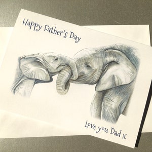 Personalisierte Vatertag A5 Grußkarte, Elefant Vatertagskarte, Einzigartige Vatertagskarte für Papa, Karte für Papa, Opa