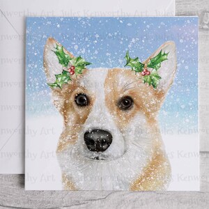 Corgi Christmas Card, Kwadratowa Corgi Christmas Card 148 mm x 148 mm, Personalizowana kartka świąteczna, pojedyncza lub w paczkach, Karty dla psów