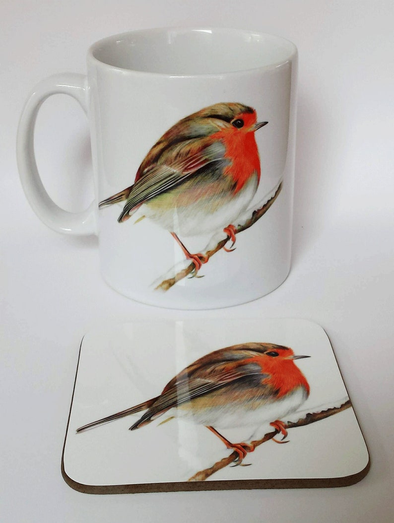 Robin Gift Set Personalised Robin Gift Set, Robin Ceramic Mug, Robin Illustration ...