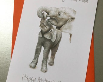 Mother's Day A5 Greetings Card, Elephant Mother's Day Card, Unique Mother's day Card for Mom, Mother's day card for mum
