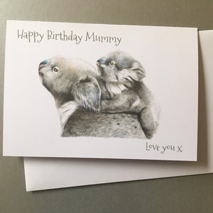Alles Gute zum Geburtstag Mama Koala Karte, A5 Koala Karte, Einzigartige personalisierte Karte, Alles Gute zum Geburtstag Mama / Mama, Geburtstagskarte für Mama, spezielle Mama Karte