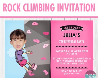 Rock Climbing Birthday Party Invitations for a Jump celebration