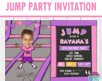 Trampoline Birthday Party Invitations for a Jump celebration