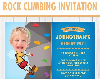 Rock Climbing Birthday Party Invitations for a Jump celebration