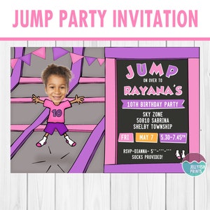 Invitations à une fête d’anniversaire sur trampoline pour une célébration de saut