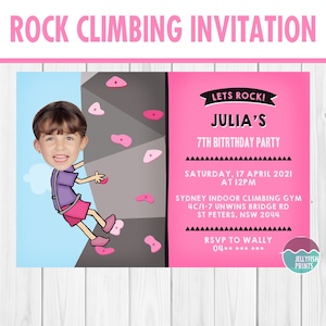 Rock Climbing Birthday Party Invitations for a Jump celebration