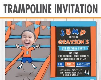 Jump Party Invitations - Customisable birthday invitations