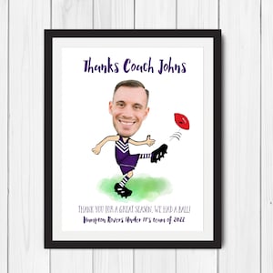 AFL Custom THANKS COACH druckbares Dankeschön Geschenk - Ende der Saison, Ende des Jahres Fußball-Team Geschenk für Trainer