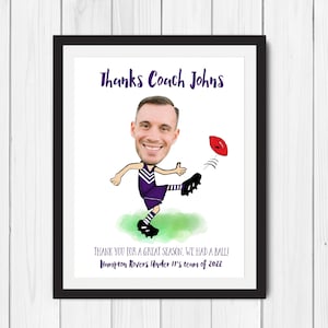 AFL Custom THANKS COACH Printable Thank You Gift End of season, End of year football team gift for Coach image 1