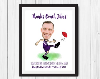 AFL Custom THANKS COACH Printable Thank You Gift - End of season, End of year football team gift for Coach