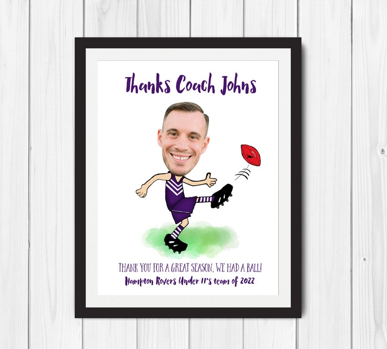 AFL Custom THANKS COACH Printable Thank You Gift End of season, End of year football team gift for Coach image 1