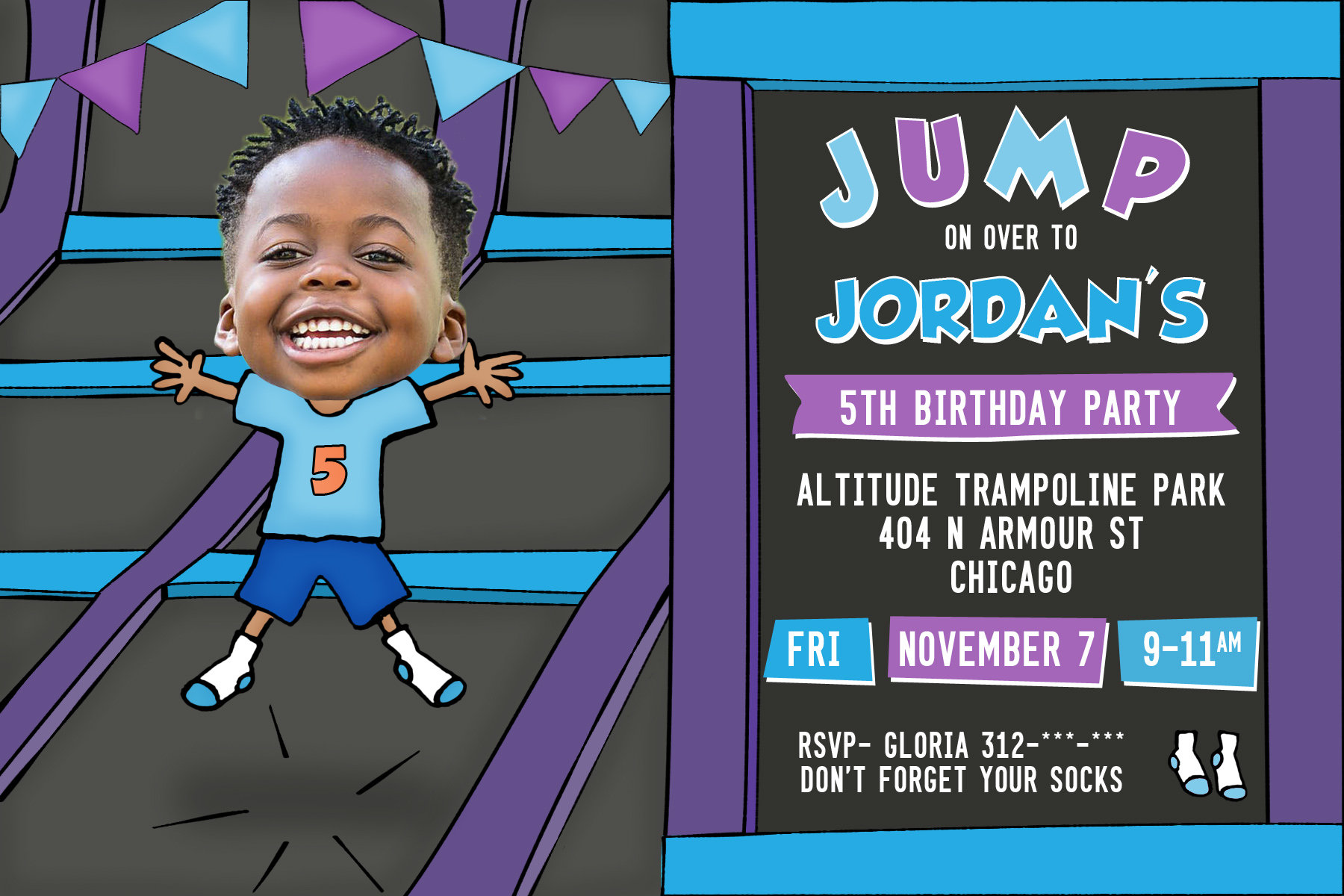 Rockin Jump Party Invitations Customisable Birthday Invites Etsy
