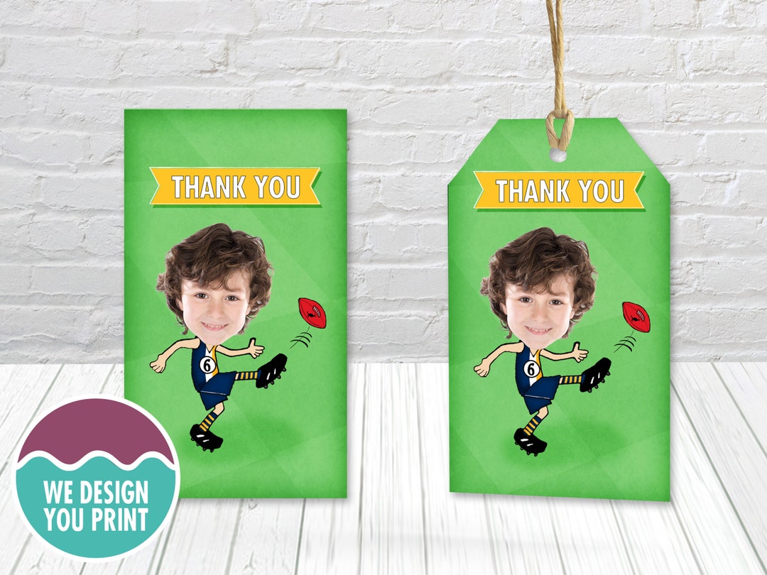 AFL Customised PARTY FAVOR Tags, 2.5"x3" Face Birthday Party Tag — free download