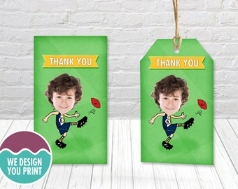AFL Customised PARTY FAVOR Tags, 2.5"x3"  face birthday party tag, printable template