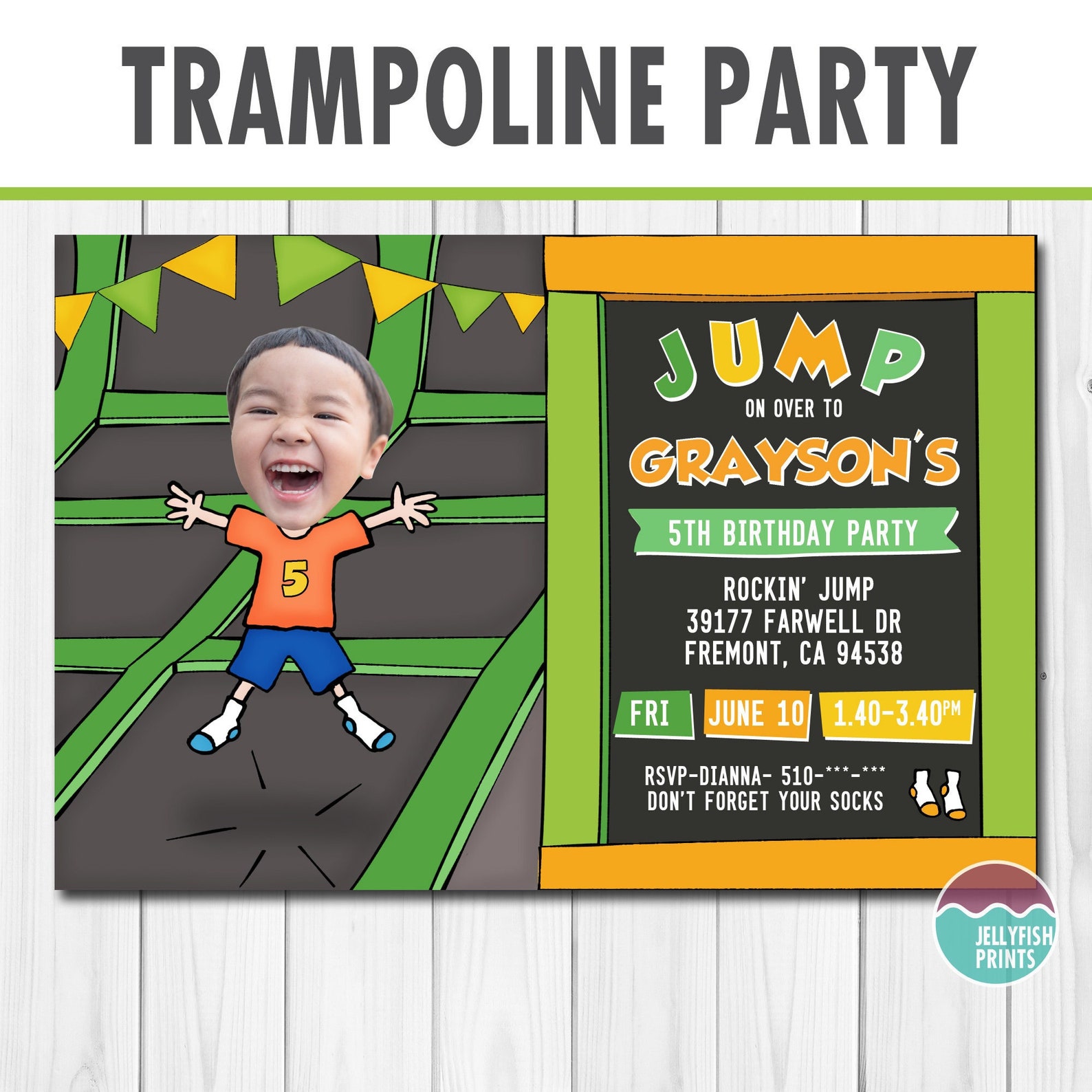 Rockin Jump Party Invitations Customisable Birthday Invites Etsy