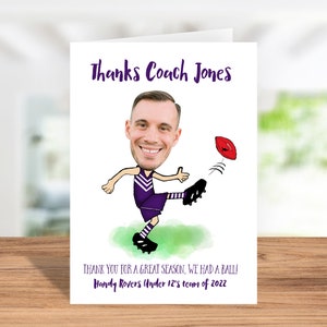 AFL Custom THANKS COACH Printable Thank You Gift End of season, End of year football team gift for Coach image 2