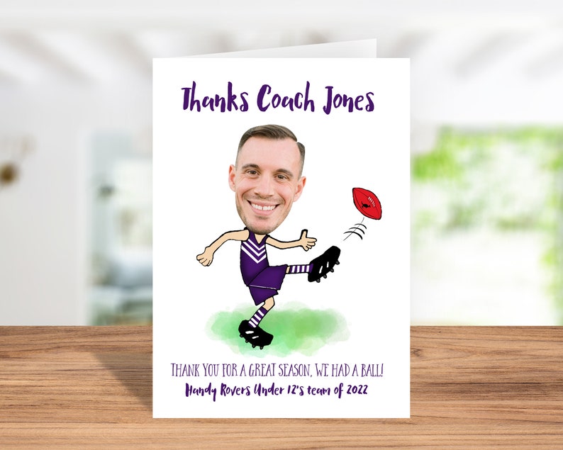 AFL Custom THANKS COACH Printable Thank You Gift End of season, End of year football team gift for Coach image 2