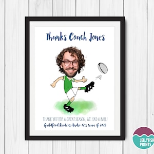 RUGBY LEAGUE PERSONALISIERT - Danke Coach druckbares Geschenk - Rugby-Team-Geschenk zum Saisonende für Trainer 8"x10"