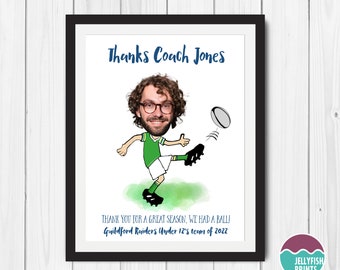 RUGBY LEAGUE PERSONALISED - Thanks Coach Printable Gift - End of season rugby team gift for Coach 8"x10"
