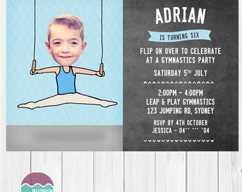 Boys Gymnastics Printable Birthday Invitation