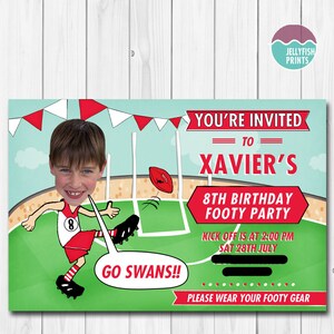 AFL Footy Printable Birthday Invitation - Football party , Aussie Rules,