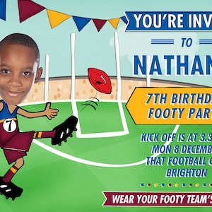 AFL Football Party Printable Birthday Invitation - Footy , Aussie Rules,