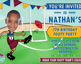 AFL Football Party Printable Birthday Invitation - Footy , Aussie Rules,