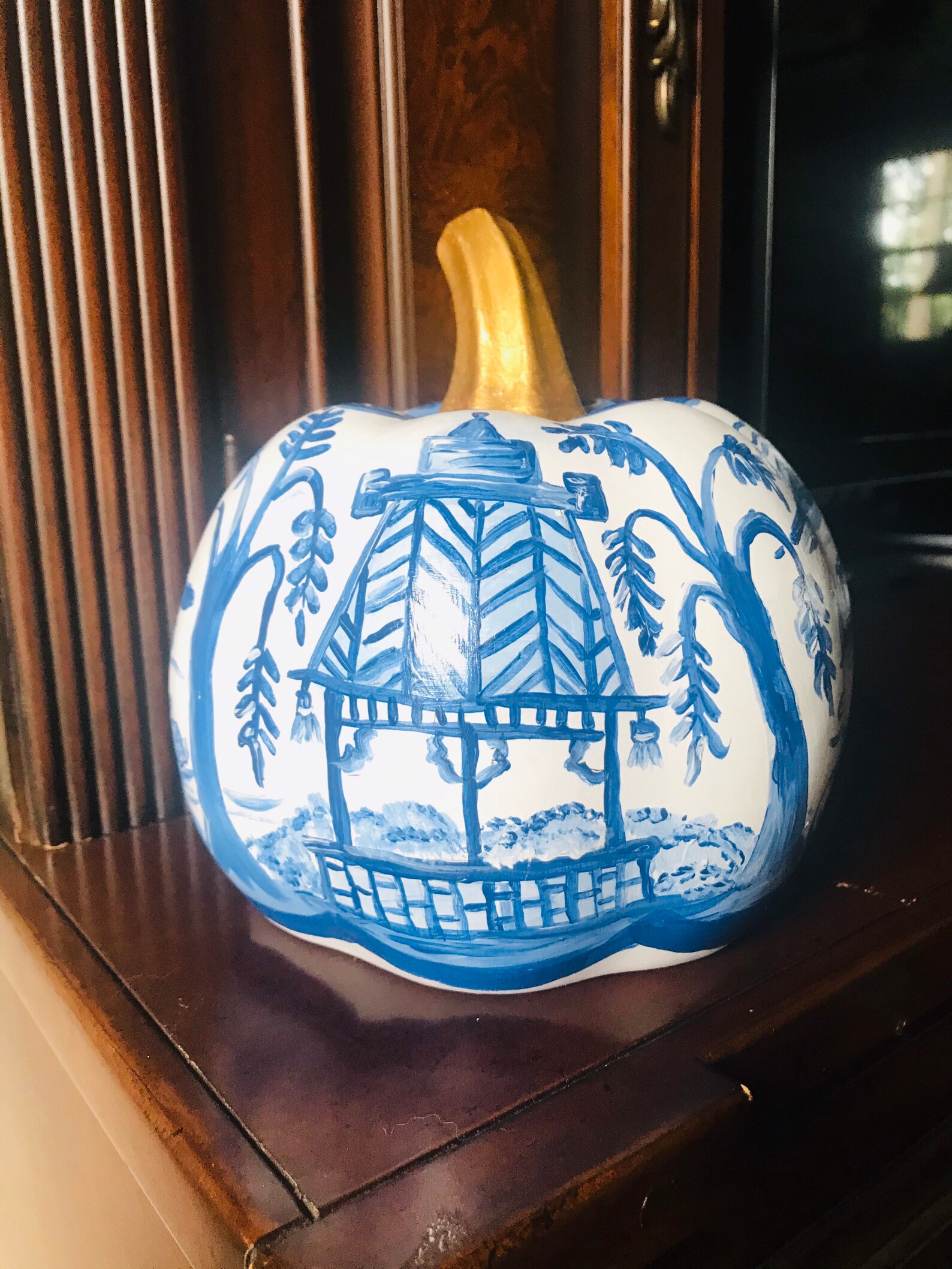 Blue and White Ceramic Pumpkin - Etsy