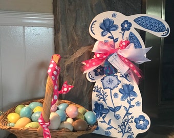 Tall Blue and a White Bunny