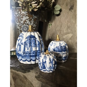 Set of 3 Ceramic Chinoiserie Pumpkins image 2