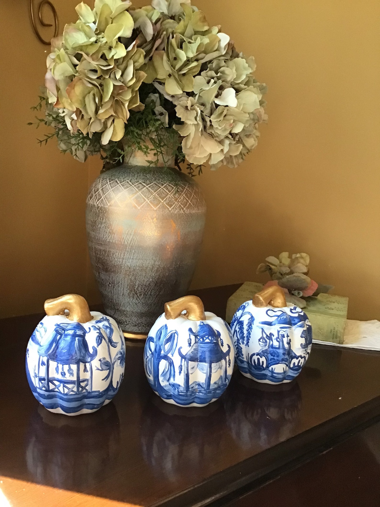 Small Blue and White Ceramic Pumpkin - Etsy