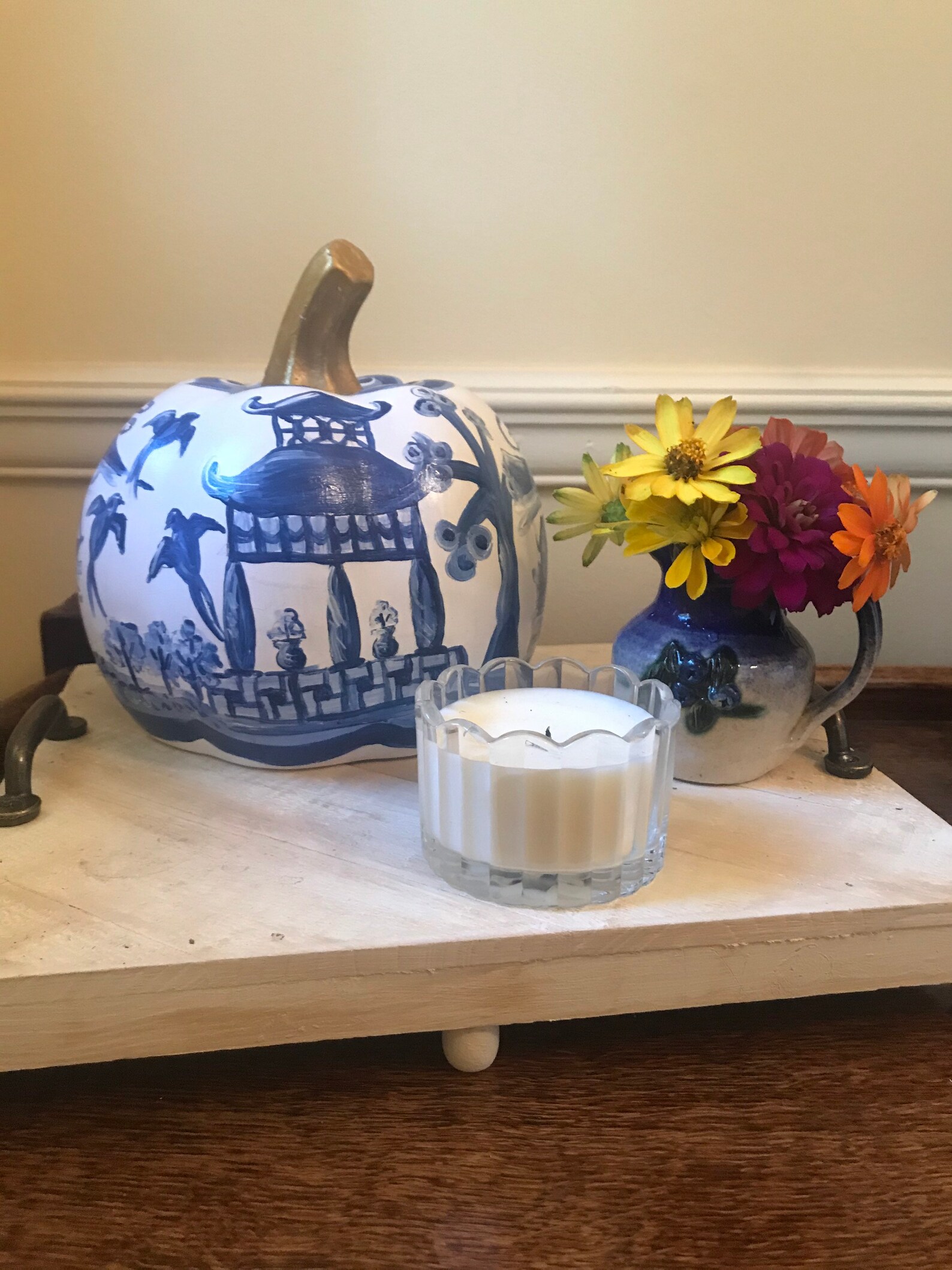 Blue and White Ceramic Pumpkin - Etsy