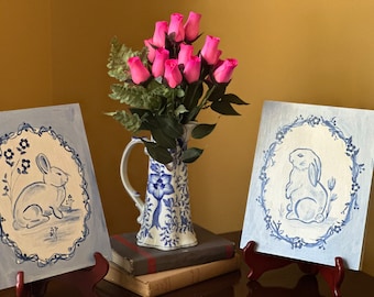 Blue and White Rabbit Panels