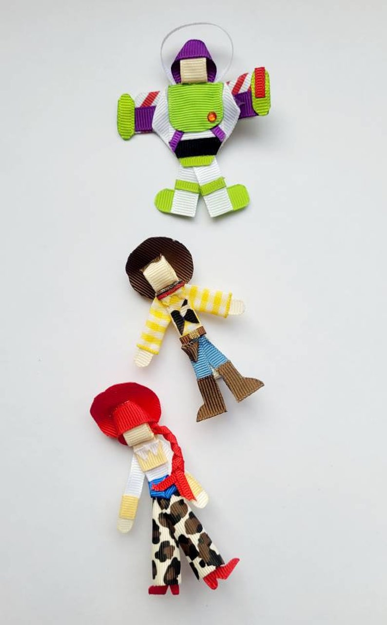 Toy story style Buzz lightyear, woody, Jessie character hair clip set. image 2