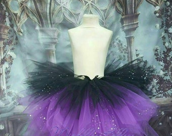 Black and Purple premium sparkly Halloween tutu skirt girls adults.