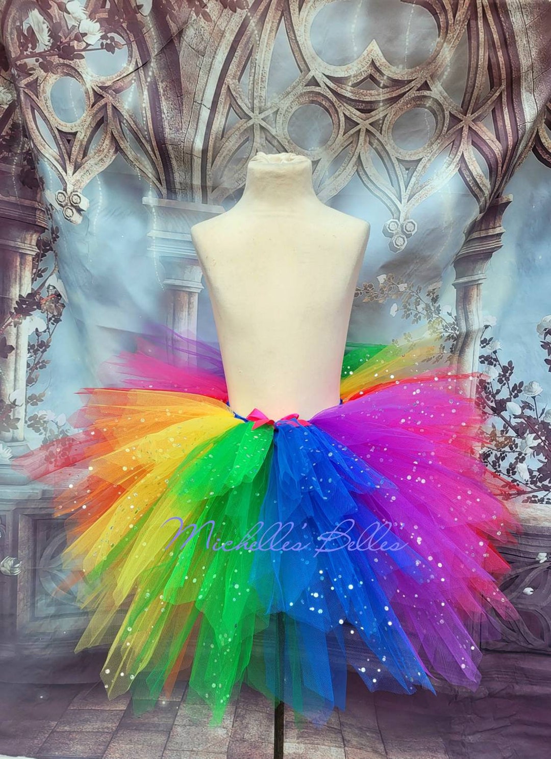 Sparkly Rainbow Extra Full Tutu Skirt With Added Pink Girls Adults Matching  Daughter 