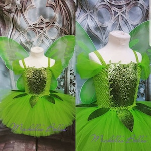 Tinkerbell leaf style green fairy tutu dress