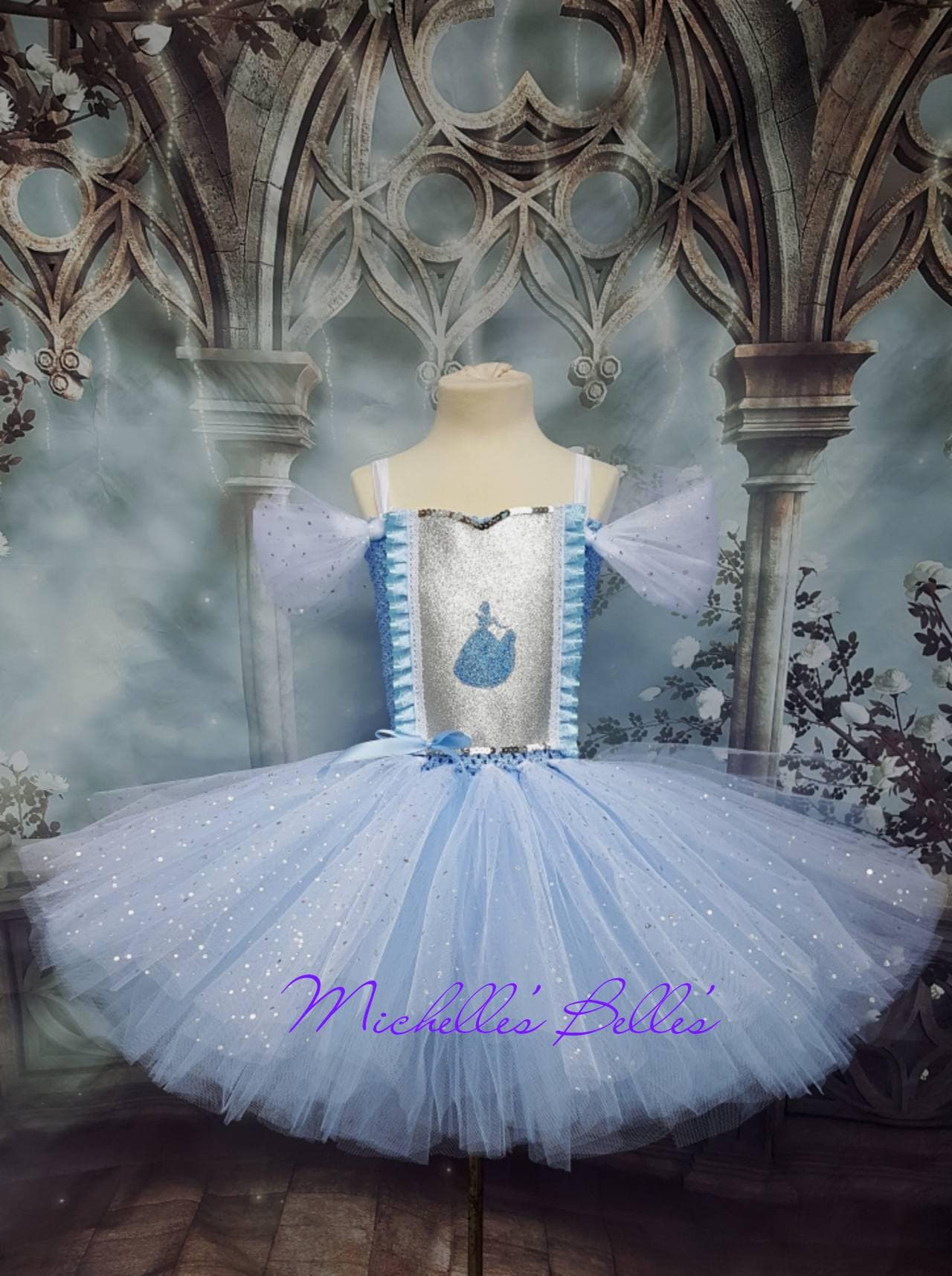 open lace back dress Disney Princess Deluxe Rhinestone Cinderella Tutu Dress – EverAfterTutuCo main image 1